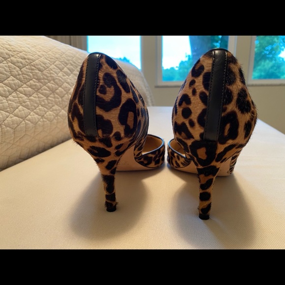 J. Crew Colette Calf Hair Leopard d’Orsay Heel 6.5 Made in Italy - Picture 2 of 6